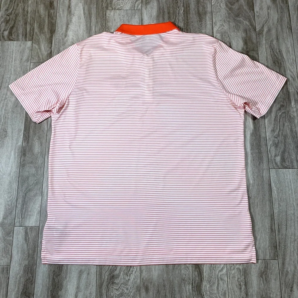 Adidas Golf Polo Shirt Mens Extra Large XL Orange Stripes Lightweight Rugby